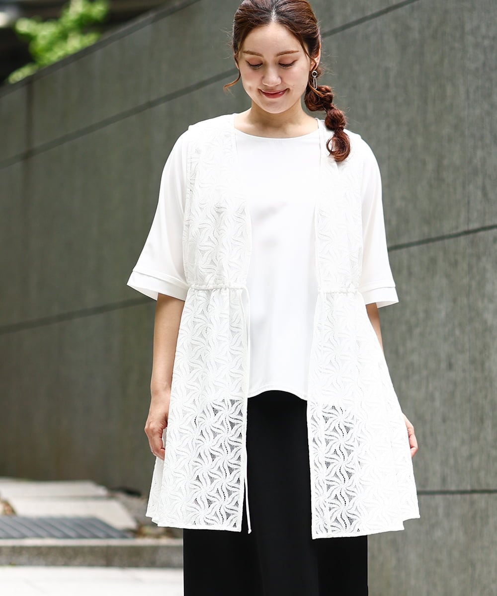OLCHA12099 eur3(エウルキューブ) 【WEB先行販売】【大きいサイズ】レースジレ アイボリー(80)