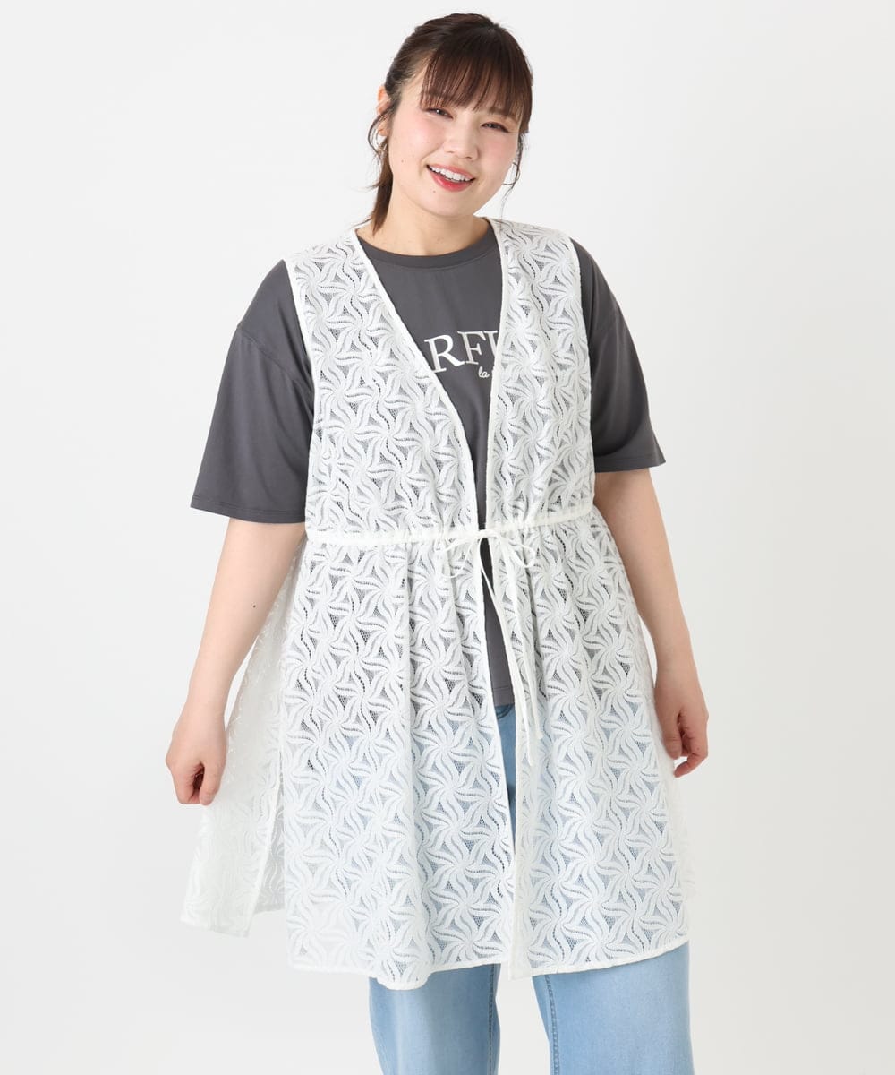 OLCHA12099 eur3(エウルキューブ) 【WEB先行販売】【大きいサイズ】レースジレ アイボリー(80)