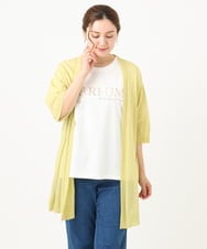 OLCHA21089 eur3(エウルキューブ) 【WEB先行販売】【大きいサイズ/接触冷感】ハーフスリーブカーディガン ライトイエロー(20)