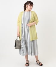 OLCHA21089 eur3(エウルキューブ) 【WEB先行販売】【大きいサイズ/接触冷感】ハーフスリーブカーディガン ライトイエロー(20)