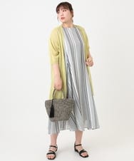 OLCHA21089 eur3(エウルキューブ) 【WEB先行販売】【大きいサイズ/接触冷感】ハーフスリーブカーディガン ライトイエロー(20)