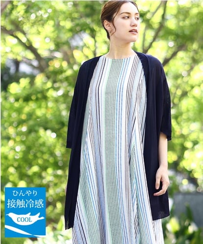 OLCHA21089 eur3 【WEB先行販売】【大きいサイズ/接触冷感】ハーフスリーブカーディガン