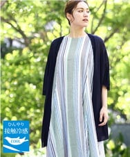 OLCHA21089 eur3(エウルキューブ) 【WEB先行販売】【大きいサイズ/接触冷感】ハーフスリーブカーディガン ネイビー(57)