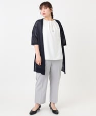 OLCHA21089 eur3(エウルキューブ) 【WEB先行販売】【大きいサイズ/接触冷感】ハーフスリーブカーディガン ネイビー(57)