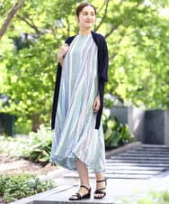 OLCHA21089 eur3(エウルキューブ) 【WEB先行販売】【大きいサイズ/接触冷感】ハーフスリーブカーディガン ネイビー(57)