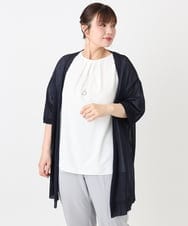 OLCHA21089 eur3(エウルキューブ) 【WEB先行販売】【大きいサイズ/接触冷感】ハーフスリーブカーディガン ネイビー(57)