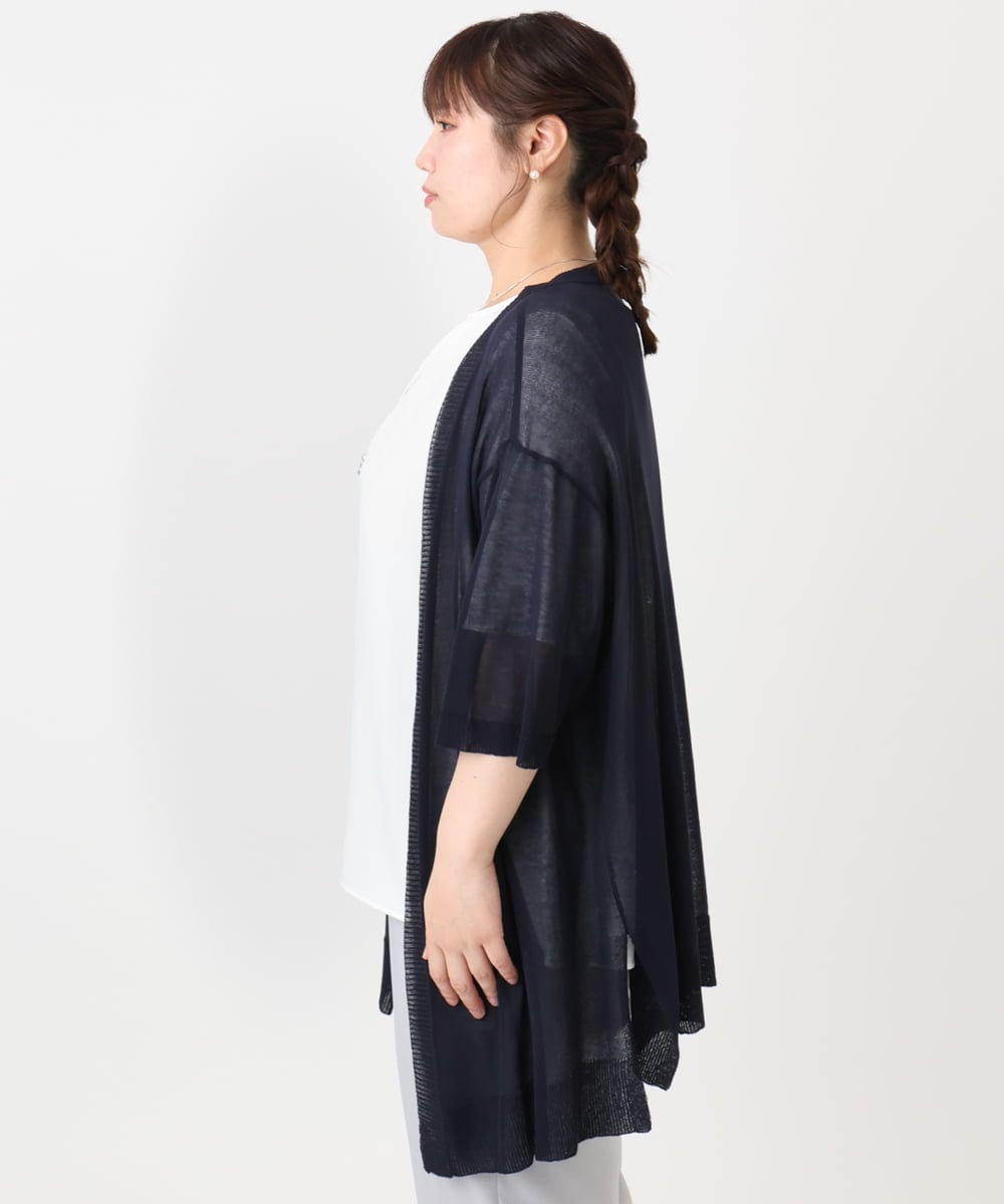 OLCHA21089 eur3(エウルキューブ) 【WEB先行販売】【大きいサイズ/接触冷感】ハーフスリーブカーディガン ネイビー(57)