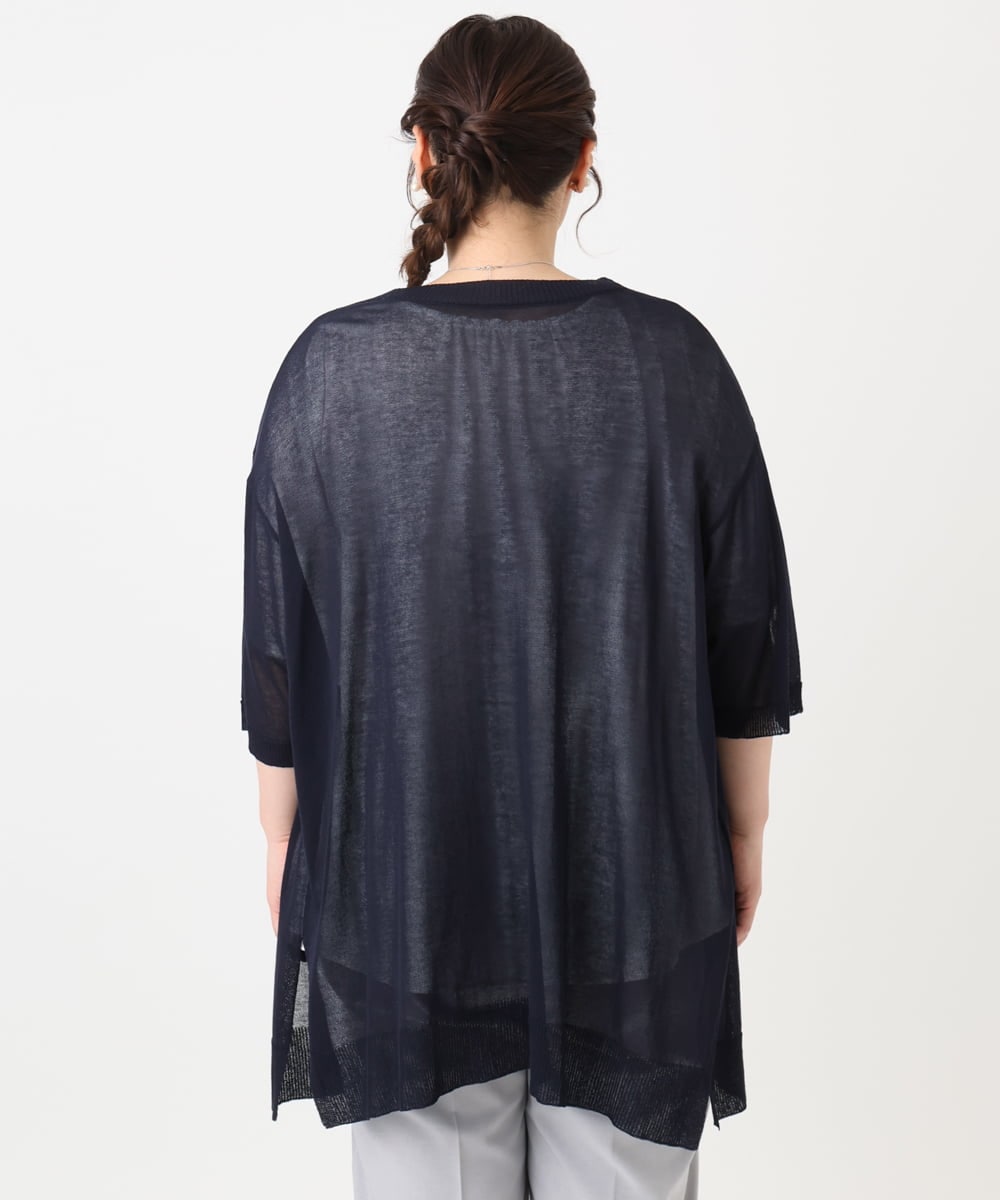 OLCHA21089 eur3(エウルキューブ) 【WEB先行販売】【大きいサイズ/接触冷感】ハーフスリーブカーディガン ネイビー(57)
