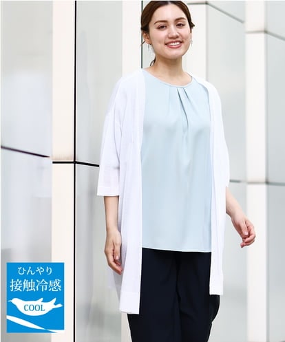 OLCHA21089 eur3 【大きいサイズ/接触冷感】ハーフスリーブカーディガン