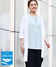 OLCHA21089 eur3(エウルキューブ) 【WEB先行販売】【大きいサイズ/接触冷感】ハーフスリーブカーディガン ホワイト(90)