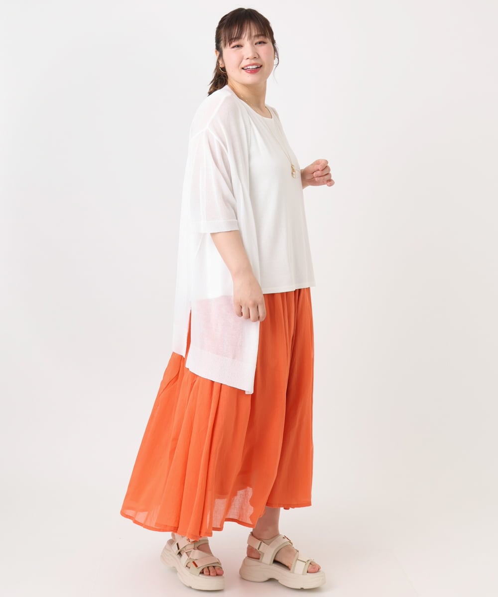 OLCHA21089 eur3(エウルキューブ) 【WEB先行販売】【大きいサイズ/接触冷感】ハーフスリーブカーディガン ホワイト(90)
