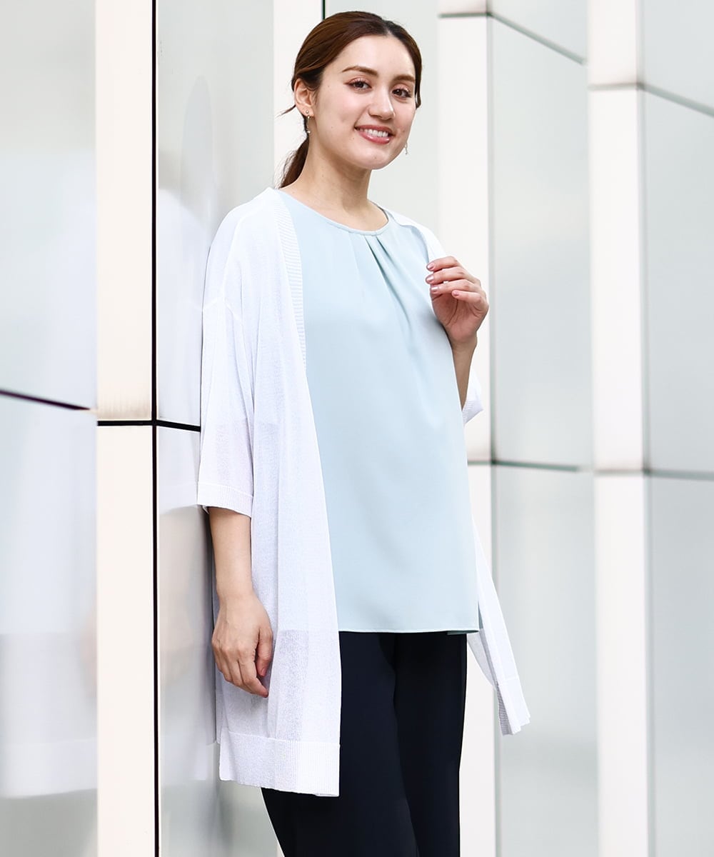 OLCHA21089 eur3(エウルキューブ) 【WEB先行販売】【大きいサイズ/接触冷感】ハーフスリーブカーディガン ホワイト(90)