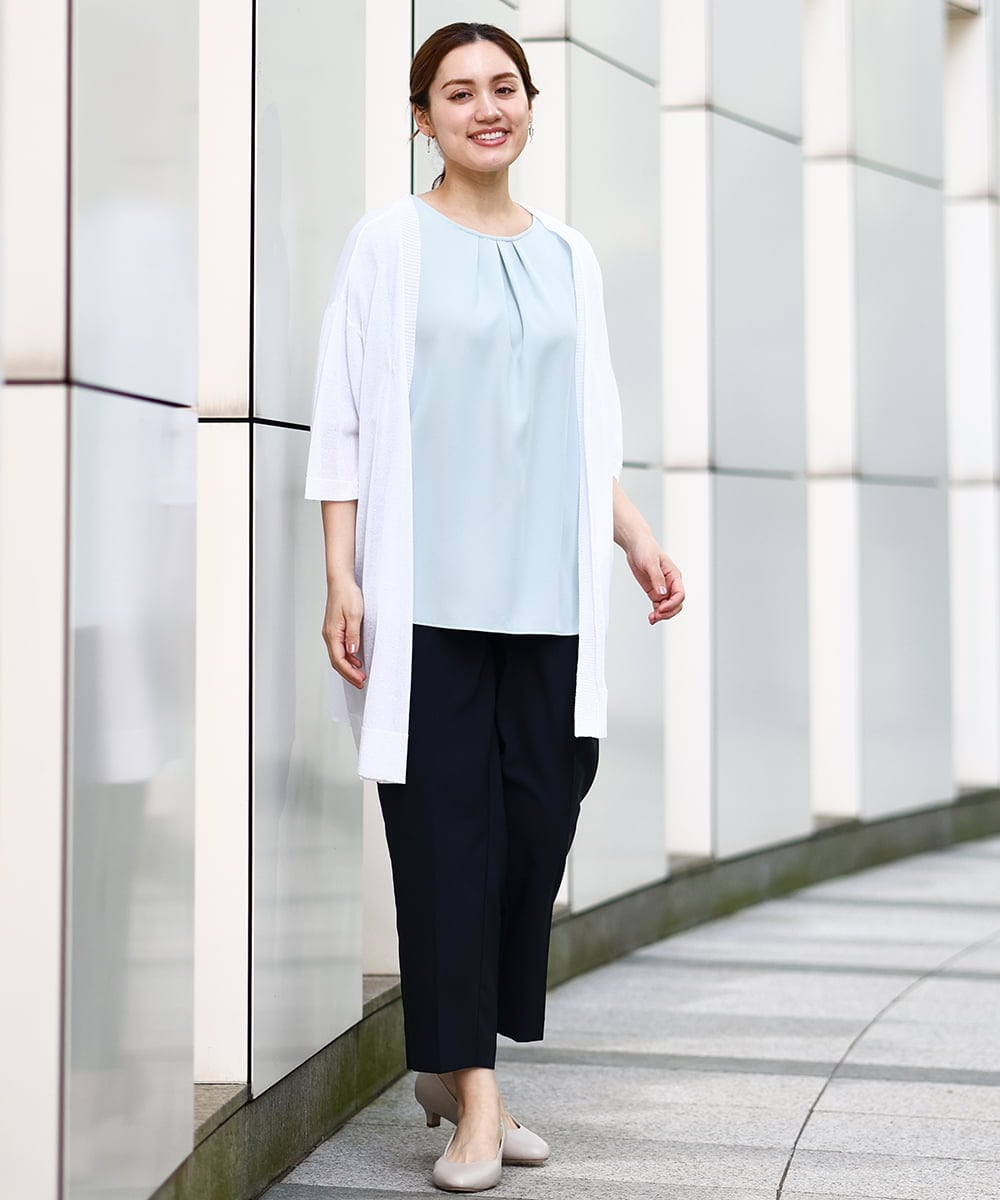 OLCHA21089 eur3(エウルキューブ) 【WEB先行販売】【大きいサイズ/接触冷感】ハーフスリーブカーディガン ホワイト(90)