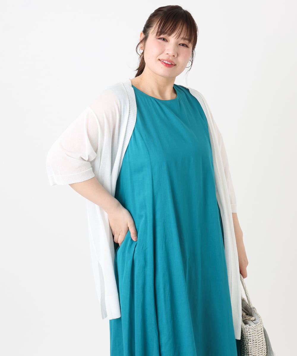 OLCHA21089 eur3(エウルキューブ) 【WEB先行販売】【大きいサイズ/接触冷感】ハーフスリーブカーディガン ホワイト(90)