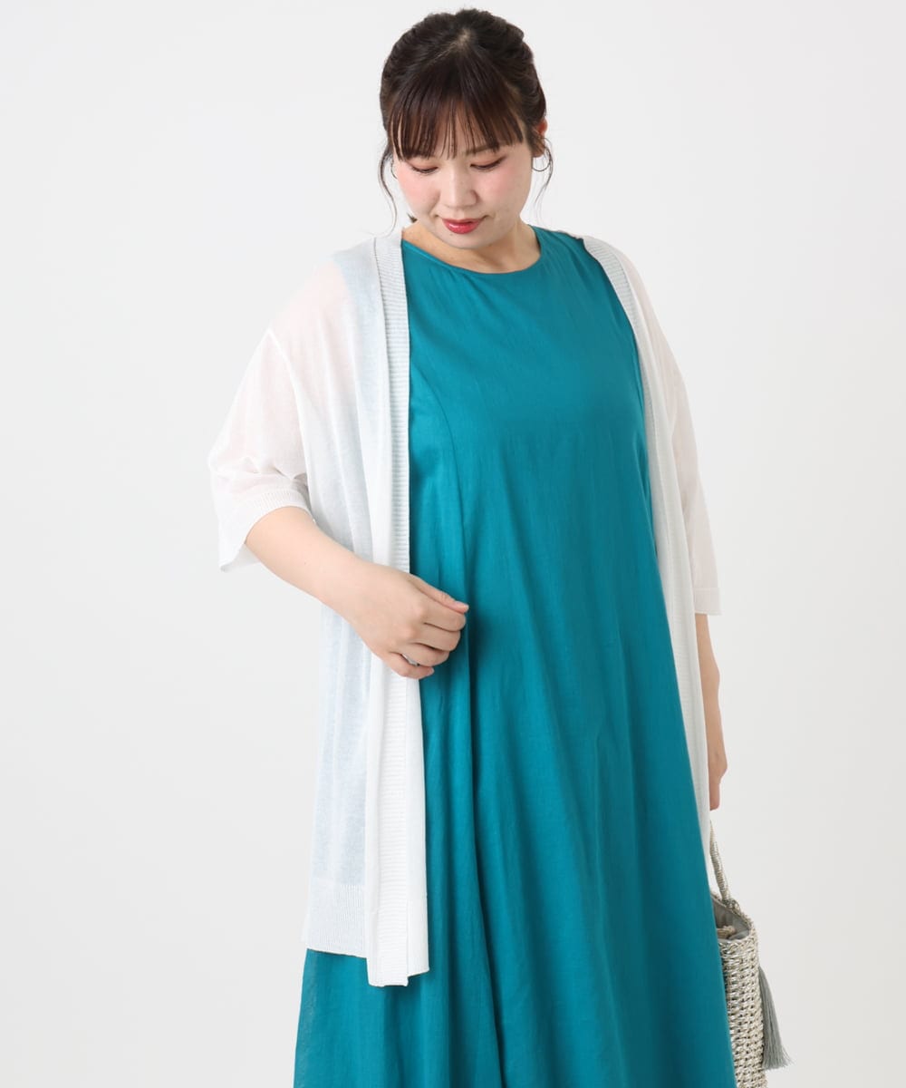 OLCHA21089 eur3(エウルキューブ) 【WEB先行販売】【大きいサイズ/接触冷感】ハーフスリーブカーディガン ホワイト(90)