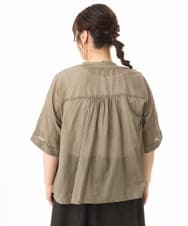 OLCHD11099 eur3(エウルキューブ) 【大きいサイズ】シア―Vネックカーディガン カーキ