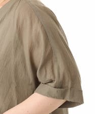 OLCHD11099 eur3(エウルキューブ) 【大きいサイズ】シア―Vネックカーディガン カーキ