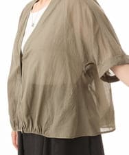 OLCHD11099 eur3(エウルキューブ) 【大きいサイズ】シア―Vネックカーディガン カーキ