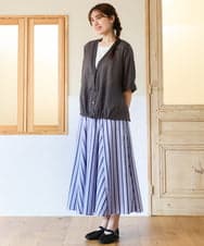 OLCHD11099 eur3(エウルキューブ) 【大きいサイズ】シア―Vネックカーディガン ダークグレー