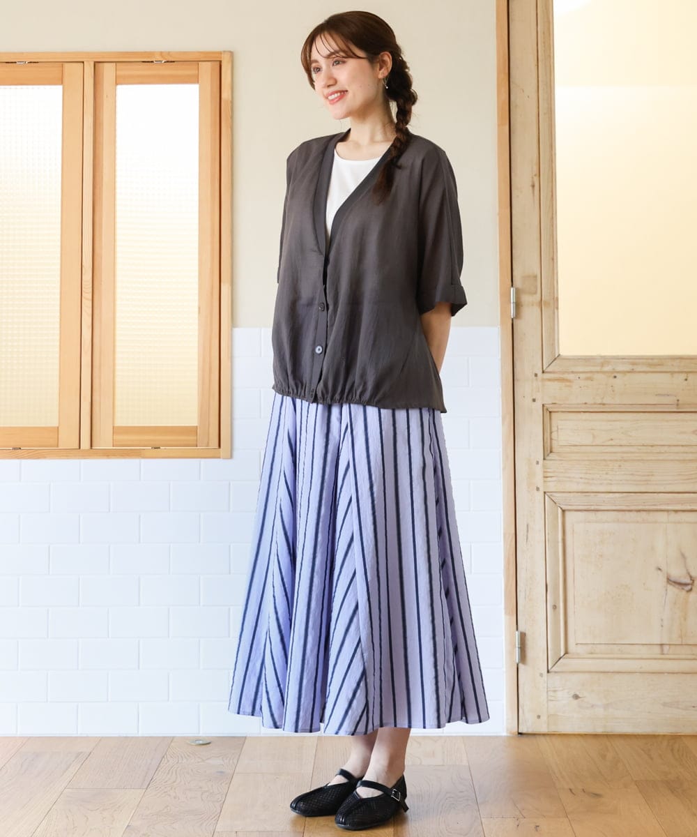 OLCHD11099 eur3(エウルキューブ) 【大きいサイズ】シア―Vネックカーディガン ダークグレー