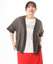 OLCHD11099 eur3(エウルキューブ) 【大きいサイズ】シア―Vネックカーディガン ダークグレー
