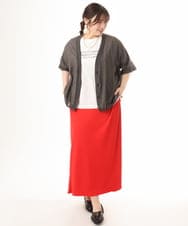 OLCHD11099 eur3(エウルキューブ) 【大きいサイズ】シア―Vネックカーディガン ダークグレー