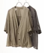 OLCHD11099 eur3(エウルキューブ) 【大きいサイズ】シア―Vネックカーディガン ダークグレー
