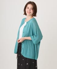 OLCHD12089 eur3(エウルキューブ) 【大きいサイズ/接触冷感】ハーフスリーブカーディガン グリーン