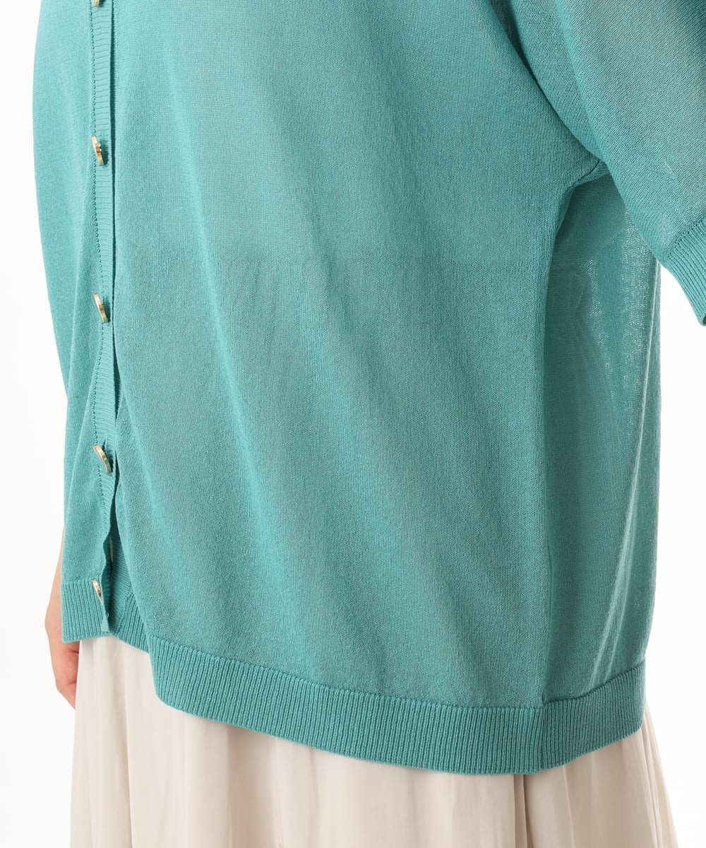 OLCHD12089 eur3(エウルキューブ) 【WEB先行販売】【大きいサイズ/接触冷感】ハーフスリーブカーディガン グリーン