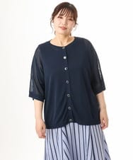 OLCHD12089 eur3(エウルキューブ) 【WEB先行販売】【大きいサイズ/接触冷感】ハーフスリーブカーディガン ネイビー