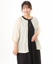 OLCHD12089 eur3(エウルキューブ) 【WEB先行販売】【大きいサイズ/接触冷感】ハーフスリーブカーディガン アイボリー