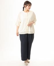 OLCHD12089 eur3(エウルキューブ) 【WEB先行販売】【大きいサイズ/接触冷感】ハーフスリーブカーディガン アイボリー