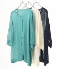 OLCHD12089 eur3(エウルキューブ) 【WEB先行販売】【大きいサイズ/接触冷感】ハーフスリーブカーディガン アイボリー