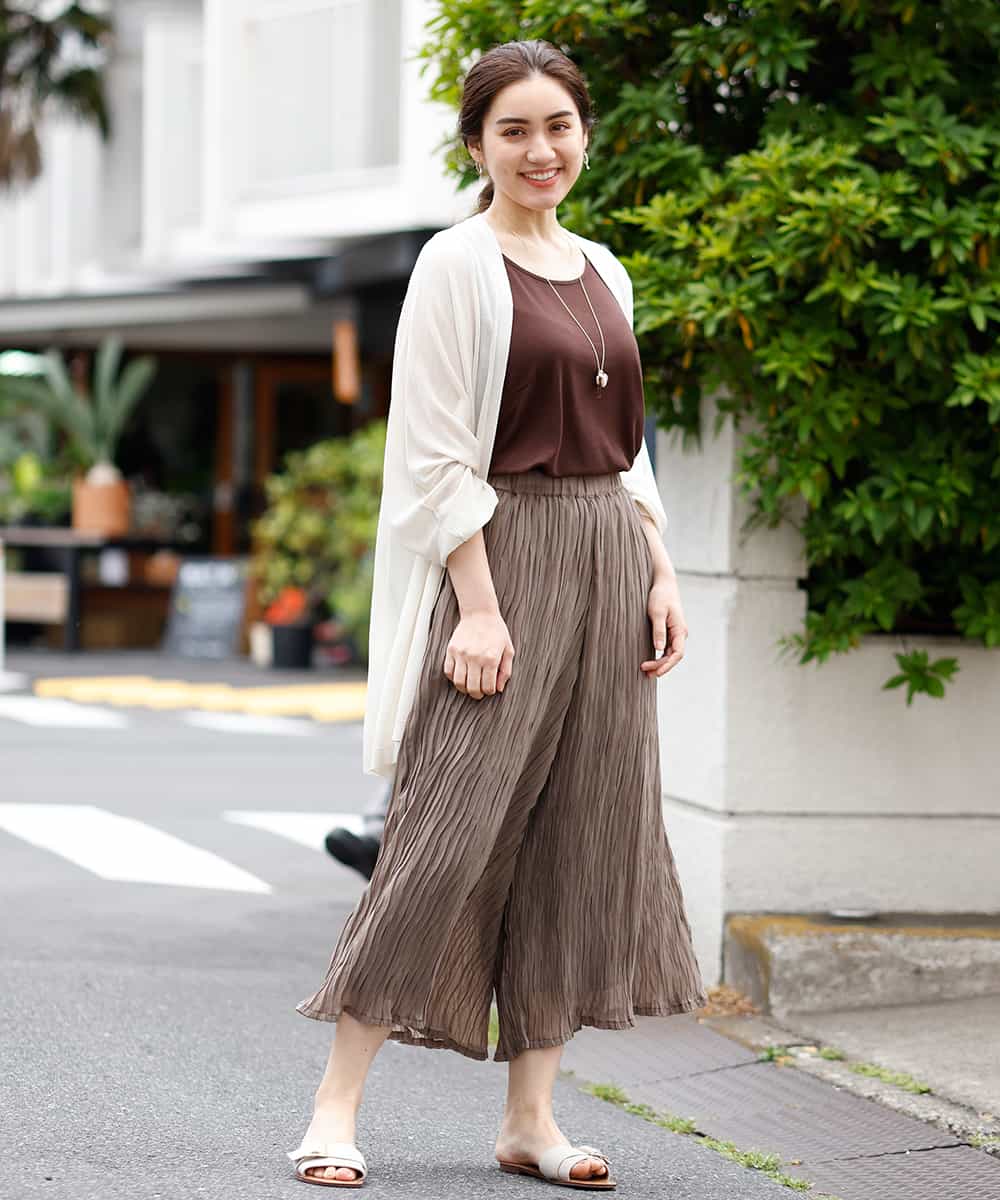 OLCHM07070 eur3(エウルキューブ) 【接触冷感/大きいサイズ】涼感ロング丈カーディガン アイボリー(80)