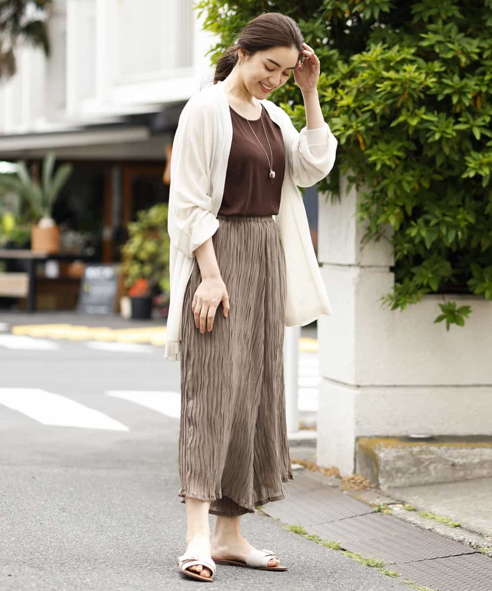 OLCHM07070 eur3(エウルキューブ) 【接触冷感/大きいサイズ】涼感ロング丈カーディガン アイボリー(80)