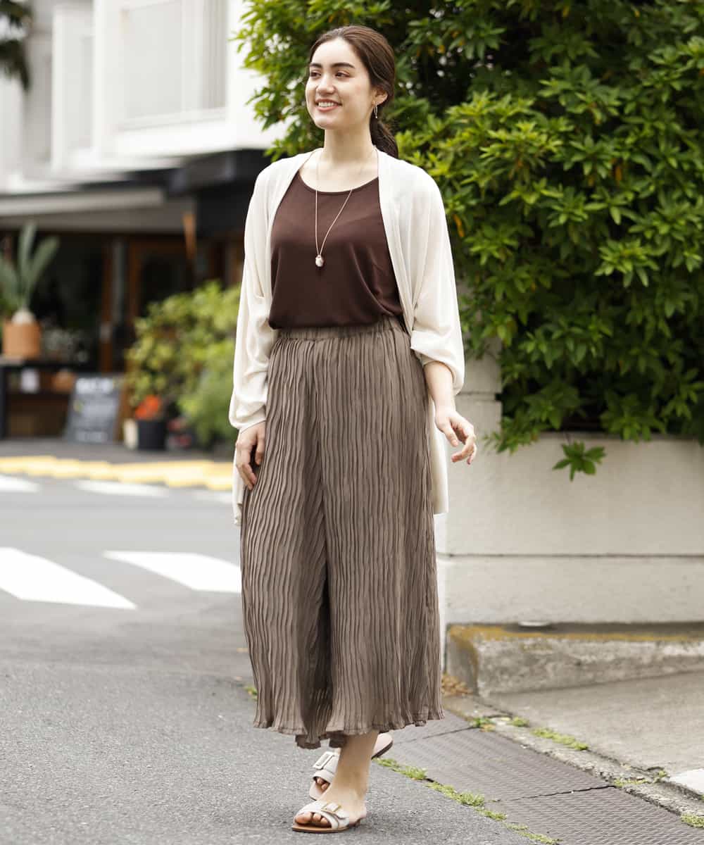 OLCHM07070 eur3(エウルキューブ) 【接触冷感/大きいサイズ】涼感ロング丈カーディガン アイボリー(80)