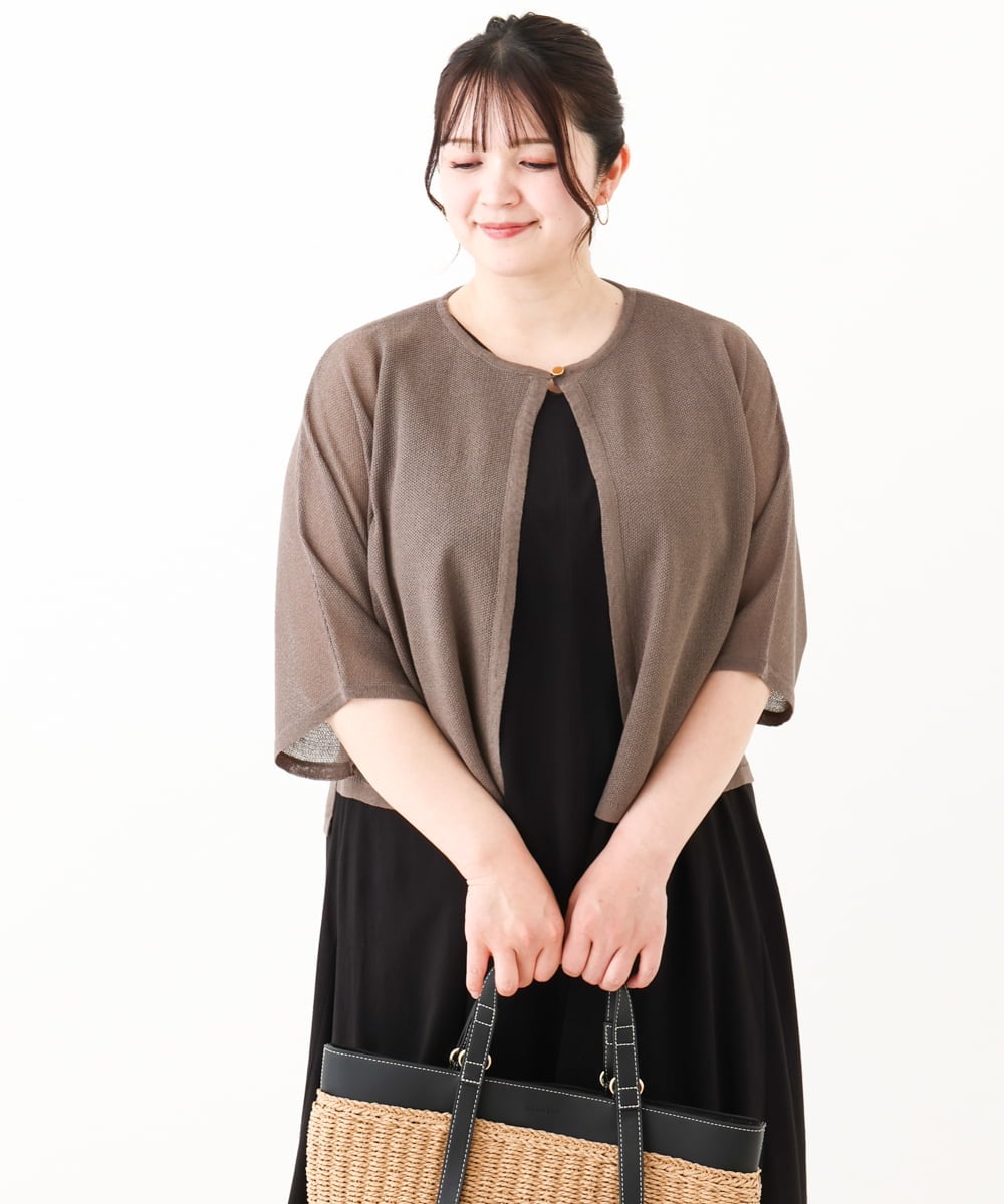 OLCHV12089 eur3(エウルキューブ) 【大きいサイズ】ボレロカーディガン ダークグレー(93)
