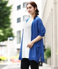 OLCHV13089 eur3(エウルキューブ) 【大きいサイズ/接触冷感】洗える半袖トッパーカーディガン ブルー(55)