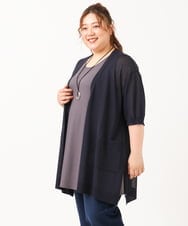 OLCHV13089 eur3(エウルキューブ) 【大きいサイズ/接触冷感】洗える半袖トッパーカーディガン ネイビー(57)