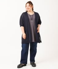 OLCHV13089 eur3(エウルキューブ) 【大きいサイズ/接触冷感】洗える半袖トッパーカーディガン ネイビー(57)