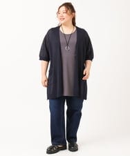 OLCHV13089 eur3(エウルキューブ) 【大きいサイズ/接触冷感】洗える半袖トッパーカーディガン ネイビー(57)