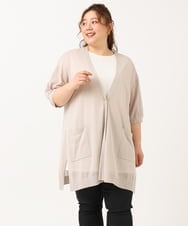 OLCHV13089 eur3(エウルキューブ) 【大きいサイズ/接触冷感】洗える半袖トッパーカーディガン ライトグレー(91)