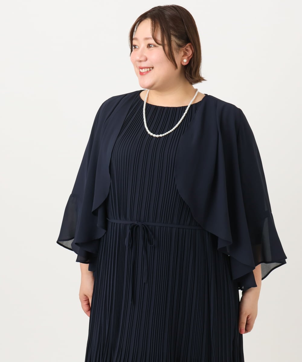 OLCIA13099 eur3(エウルキューブ) 【大きいサイズ】ジョーゼットボレロ ネイビー(57)