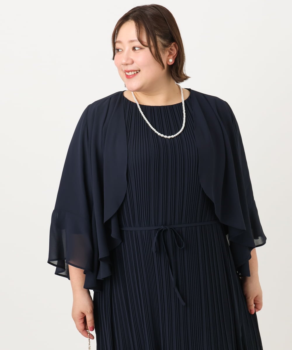 OLCIA13099 eur3(エウルキューブ) 【大きいサイズ】ジョーゼットボレロ ネイビー(57)