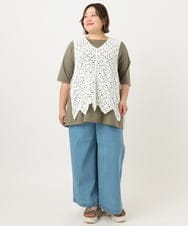OLCIA24099 eur3(エウルキューブ) 【大きいサイズ】クロシェ風ベスト ホワイト(90)