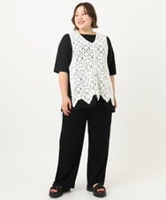 OLCIA24099 eur3(エウルキューブ) 【大きいサイズ】クロシェ風ベスト ホワイト(90)