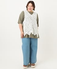 OLCIA24099 eur3(エウルキューブ) 【大きいサイズ】クロシェ風ベスト ホワイト(90)