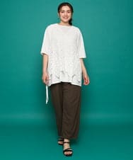 OLCIA24099 eur3(エウルキューブ) 【大きいサイズ】クロシェ風ベスト ホワイト(90)