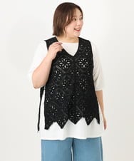 OLCIA24099 eur3(エウルキューブ) 【大きいサイズ】クロシェ風ベスト ブラック(94)