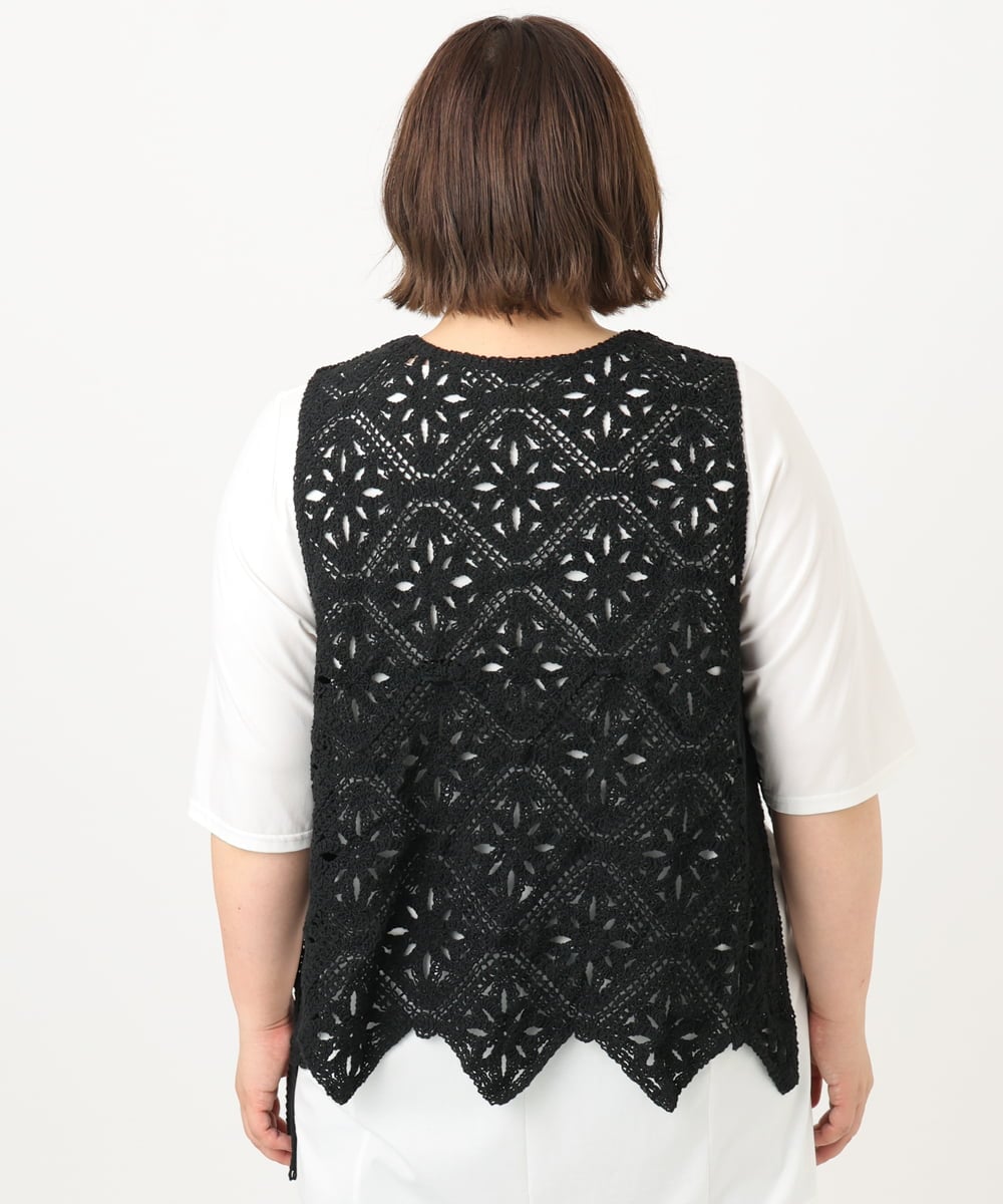 OLCIA24099 eur3(エウルキューブ) 【大きいサイズ】クロシェ風ベスト ブラック(94)